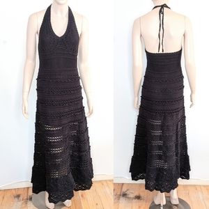Moda International Crochet Halter Maxi Dress Med